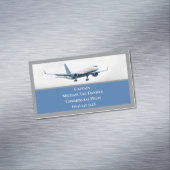 ブルー航空機機長パイロット飛行機イン・スカイ マグネット名刺 (インサイチュ)