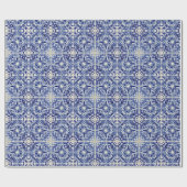 ブルー色彩の鮮やかタイルルック – コートヤ地中海のード ラッピングペーパー (フラット)