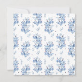 ブルー色彩の鮮やかリーフブライダルシャワー招待 招待状 (裏面)