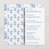 ブルー色彩の鮮やかリーフブライダルシャワー招待 招待状 (正面/裏面)