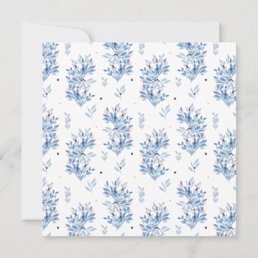 ブルー色彩の鮮やかリーフブライダルシャワー招待 招待状 (裏面)