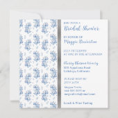 ブルー色彩の鮮やかリーフブライダルシャワー招待 招待状 (正面)