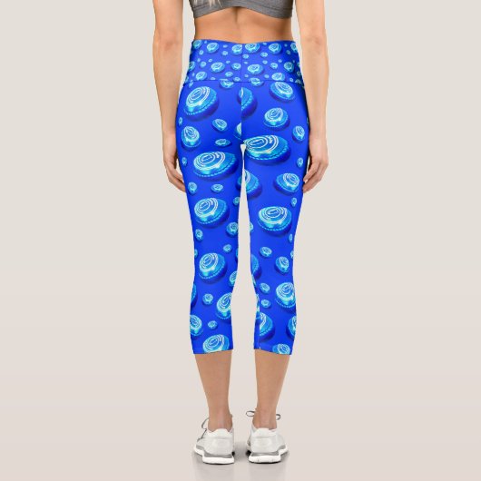 ブルー色彩の鮮やか油ローンボウルズカプリレギンス、 カプリレギンス (裏面)