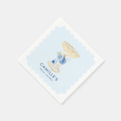 ブルー花びらとプロセッコブライダルシャワー スタンダードカクテルナプキン (角)