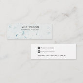 ブルー花弁手製紙スタッド耳飾りディスプレイ スキニー名刺 (正面/裏面)