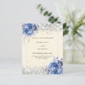 ブルー花模様クリームシルバー25結婚式招待状 (スタンド正面)