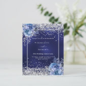 ブルー花模様シルバー25結婚式招待状 (スタンド正面)
