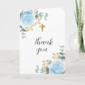 ブルー花模様ユーカリのクロス写真《キリスト教》洗礼式や命名式 サンキューカード (正面)