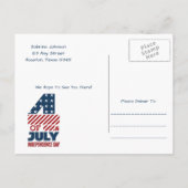 ブルー花火7月4日パーティの招待状 インビテーションポストカード (裏面)