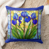 ブルー芸術的アイリスフローラ装飾用クッション クッション (ブランケット)