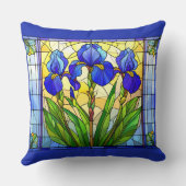 ブルー芸術的アイリスフローラ装飾用クッション クッション (裏面)