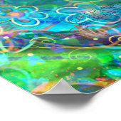 ブルー芸術的フローラ名前をカスタムするマントラインスパイアズ ポスター (角)