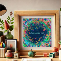 ブルー芸術的フローラ名前をカスタムするマントラインスパイアズ