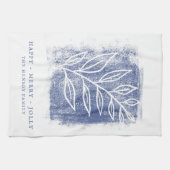 ブルー芸術的ホワイトウィークファミリークリスマス キッチンタオル (横)