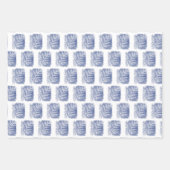 ブルー芸術的ホワイトウィークファミリークリスマス ラッピングペーパーシート (正面3)