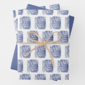 ブルー芸術的ホワイトウィークファミリークリスマス ラッピングペーパーシート (インサイチュ)