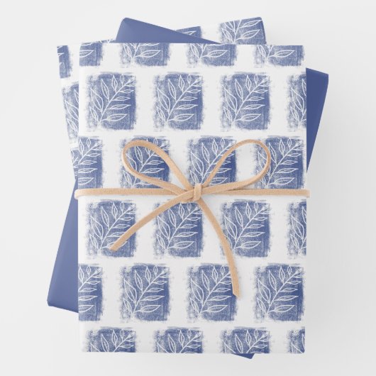 ブルー芸術的ホワイトウィークファミリークリスマス ラッピングペーパーシート (インサイチュ)