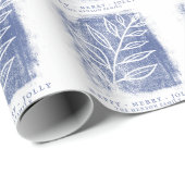 ブルー芸術的ホワイトウィークファミリークリスマス ラッピングペーパー (ロールコーナー)
