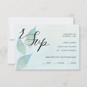 ブルー芸術的秋ウォーターカラーアート 出欠カード (正面)