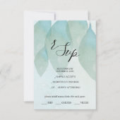 ブルー芸術的秋ウォーターカラーアート 出欠カード (正面)