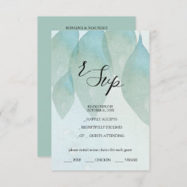 ブルー芸術的秋ウォーターカラーアート 出欠カード