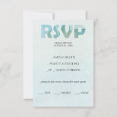 ブルー芸術的秋ウォーターカラーアート 出欠カード (正面)