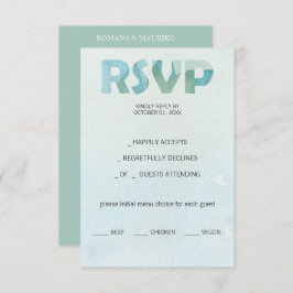 ブルー芸術的秋ウォーターカラーアート 出欠カード