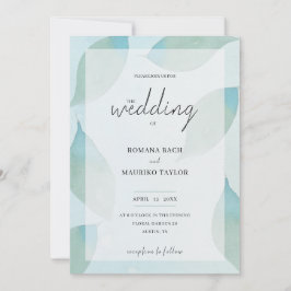 ブルー芸術的秋ウォーターカラーアート 招待状