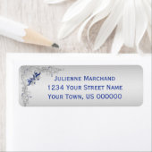 ブルー華美とシルバーのフローラ住所 シール (インサイチュ)