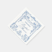 ブルー華美グレースビクトリアンフローラブライダルシャワー スタンダードカクテルナプキン (角)
