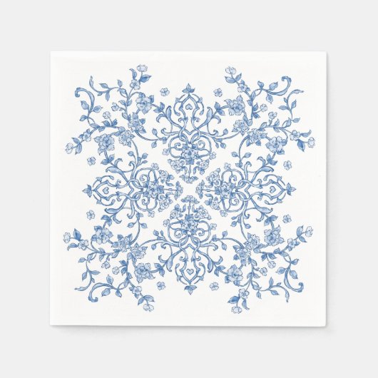 ブルー華美グレースビクトリアンボホフローラ結婚ズ スタンダードカクテルナプキン (正面)