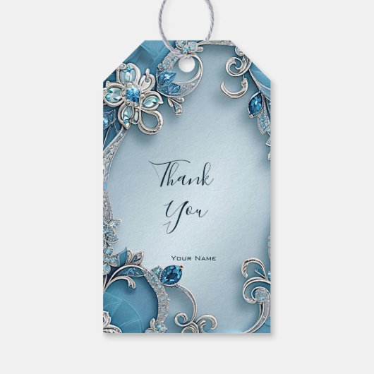 ブルー華美フローラギフトラベル ギフトタグ (裏面)