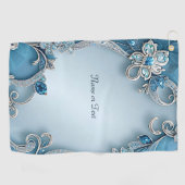 ブルー華美フローラゴルフタオル ゴルフタオル (横)