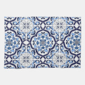 ブルー華美フローラシ地中海のシリアタイルシュ キッチンタオル (横)