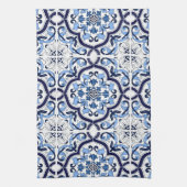 ブルー華美フローラシ地中海のシリアタイルシュ キッチンタオル (縦)