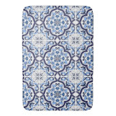 ブルー華美フローラシ地中海のシリアタイルシュ バスマット (正面縦)