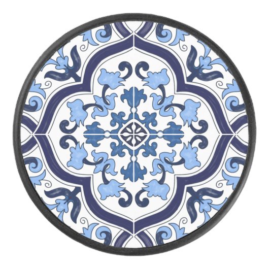 ブルー華美フローラシ地中海のシリアタイル アイスホッケーパック (正面)