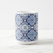  ブルー華美フローラシ地中海のシリアタイル コーヒーマグカップ (中央)