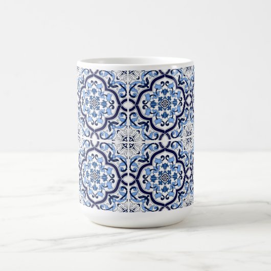  ブルー華美フローラシ地中海のシリアタイル コーヒーマグカップ (中央)