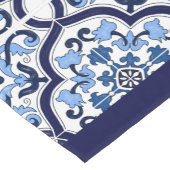  ブルー華美フローラシ地中海のシリアタイル ショートテーブルランナー (コーナー)