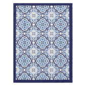 ブルー華美フローラシ地中海のシリアタイル テーブルクロス (正面)