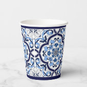 ブルー華美フローラシ地中海のシリアタイル 紙コップ (裏面)