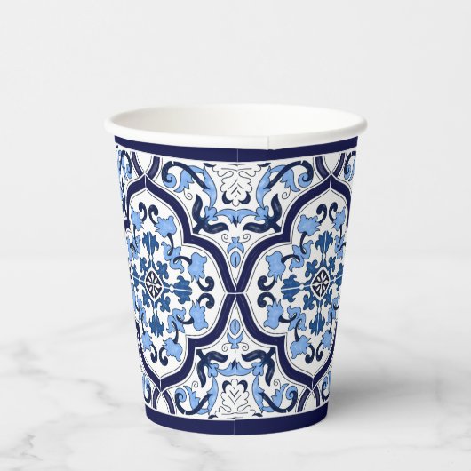 ブルー華美フローラシ地中海のシリアタイル 紙コップ (右)