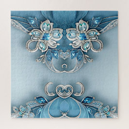 ブルー華美フローラジグソーパズル ジグソーパズル