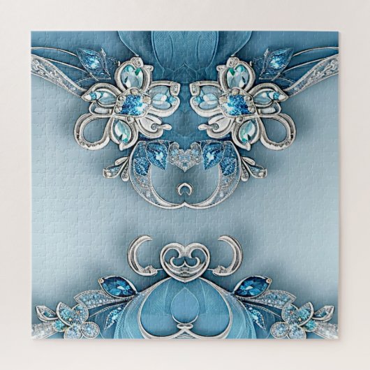 ブルー華美フローラジグソーパズル ジグソーパズル (縦)