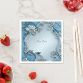 ブルー華美フローラナプキン スタンダードカクテルナプキン (インサイチュ)