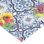 ブルー華美フローラフルーティベリーシチリアタイル ショートテーブルランナー (コーナー)