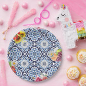 ブルー華美フローラフルーティベリーシチリアタイル ペーパープレート (パーティー)