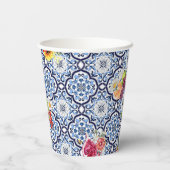 ブルー華美フローラフルーティベリーシチリアタイル 紙コップ (裏面)