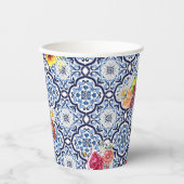 ブルー華美フローラフルーティベリーシチリアタイル 紙コップ (正面)